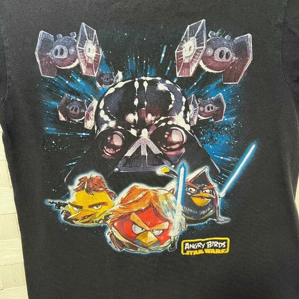 Angry Birds Darth Vader Star Wars Graphic Print T-Shirt Black Cotton Blend Men's